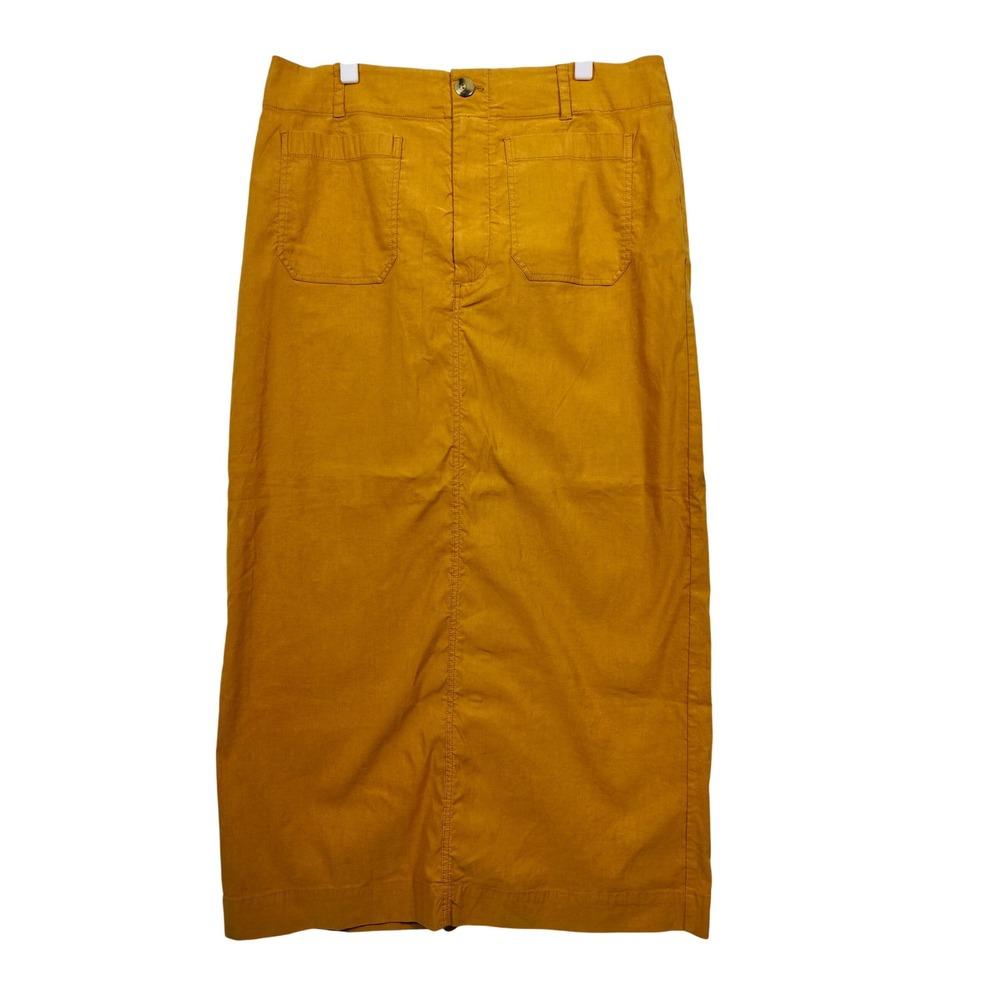 Maeve Mustard Maxi Skirt with Front Pockets